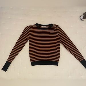 Zara Black + Purple + Orange Rust Striped Knit Top SMALL
